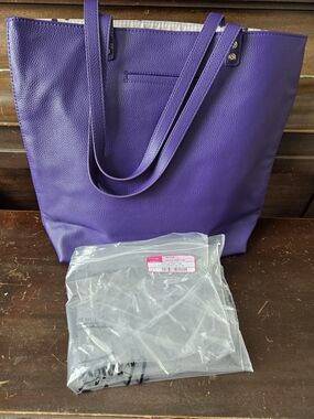 thirty-one Around The Town Purple Pebble Tote Bag with Double Straps